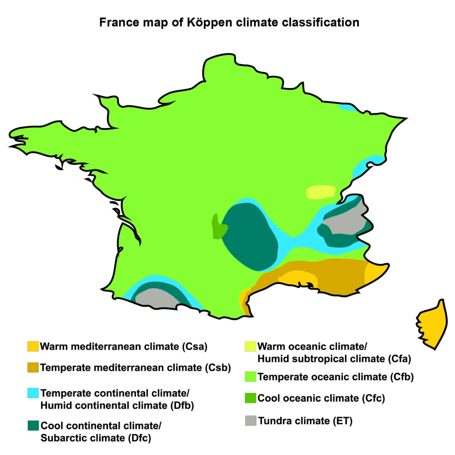 France Climate Map: Köppen Classification