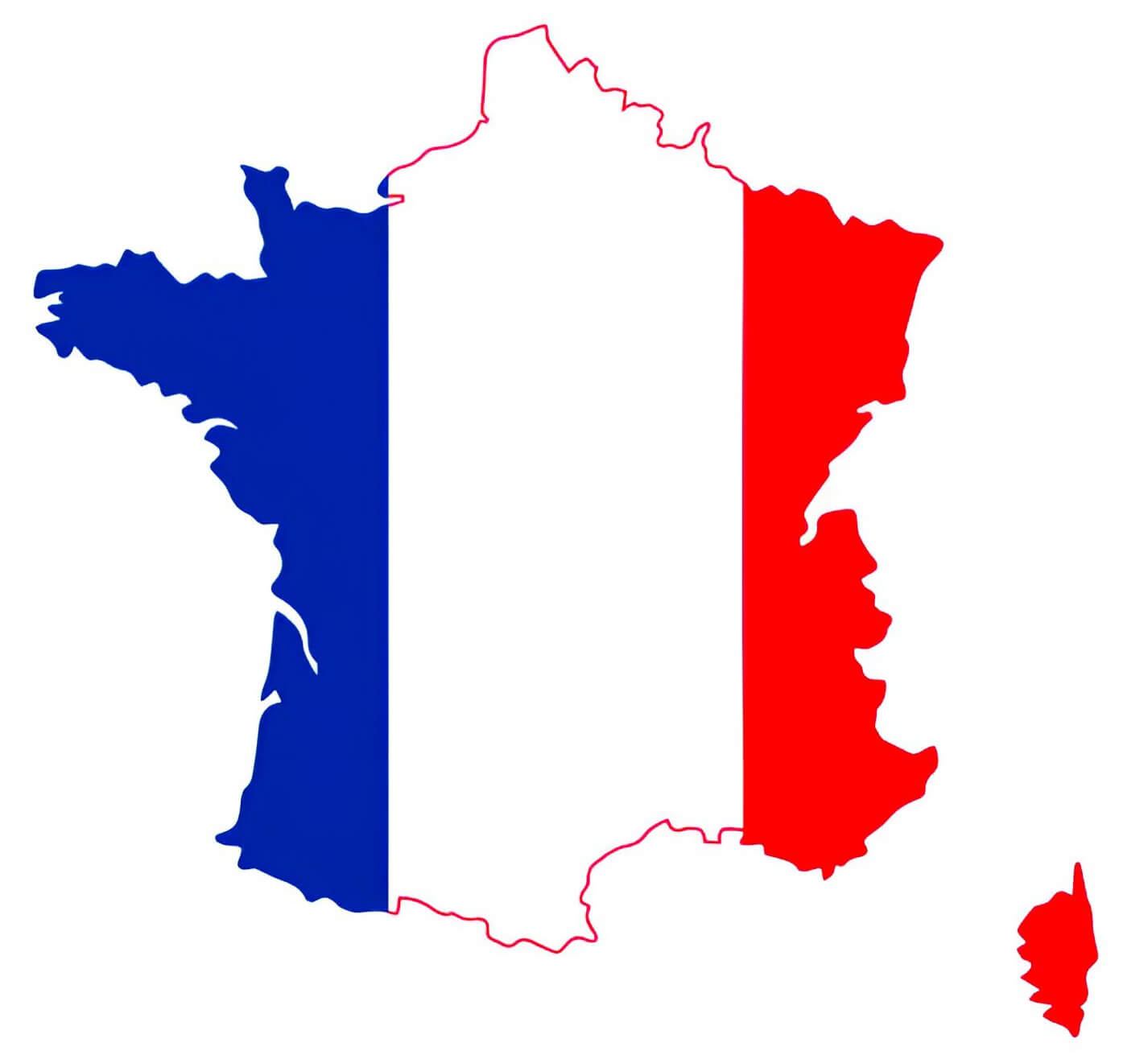 France Flag Map: National Colors on Country Outline