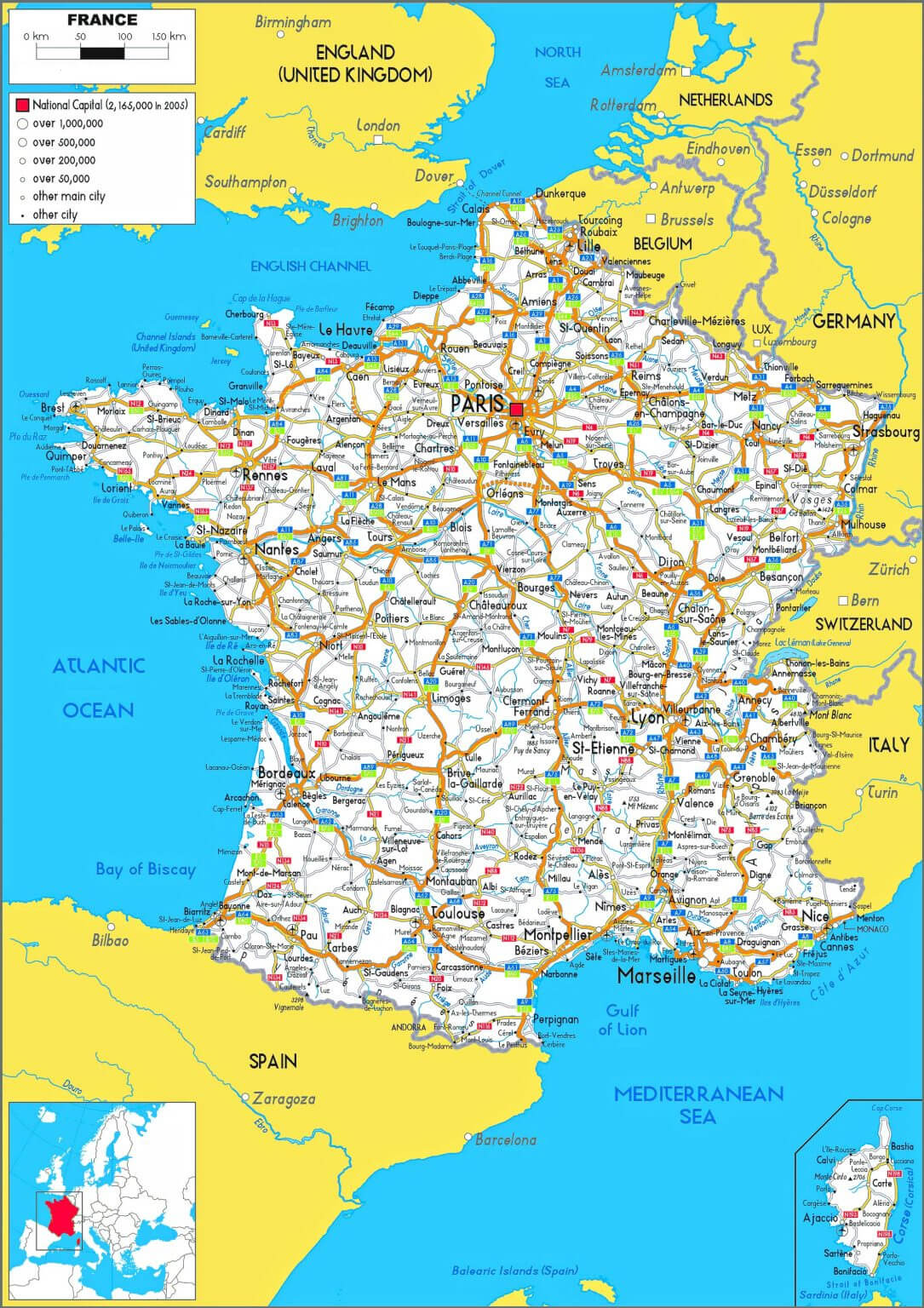 France Highways Map: Major Cities and Roads