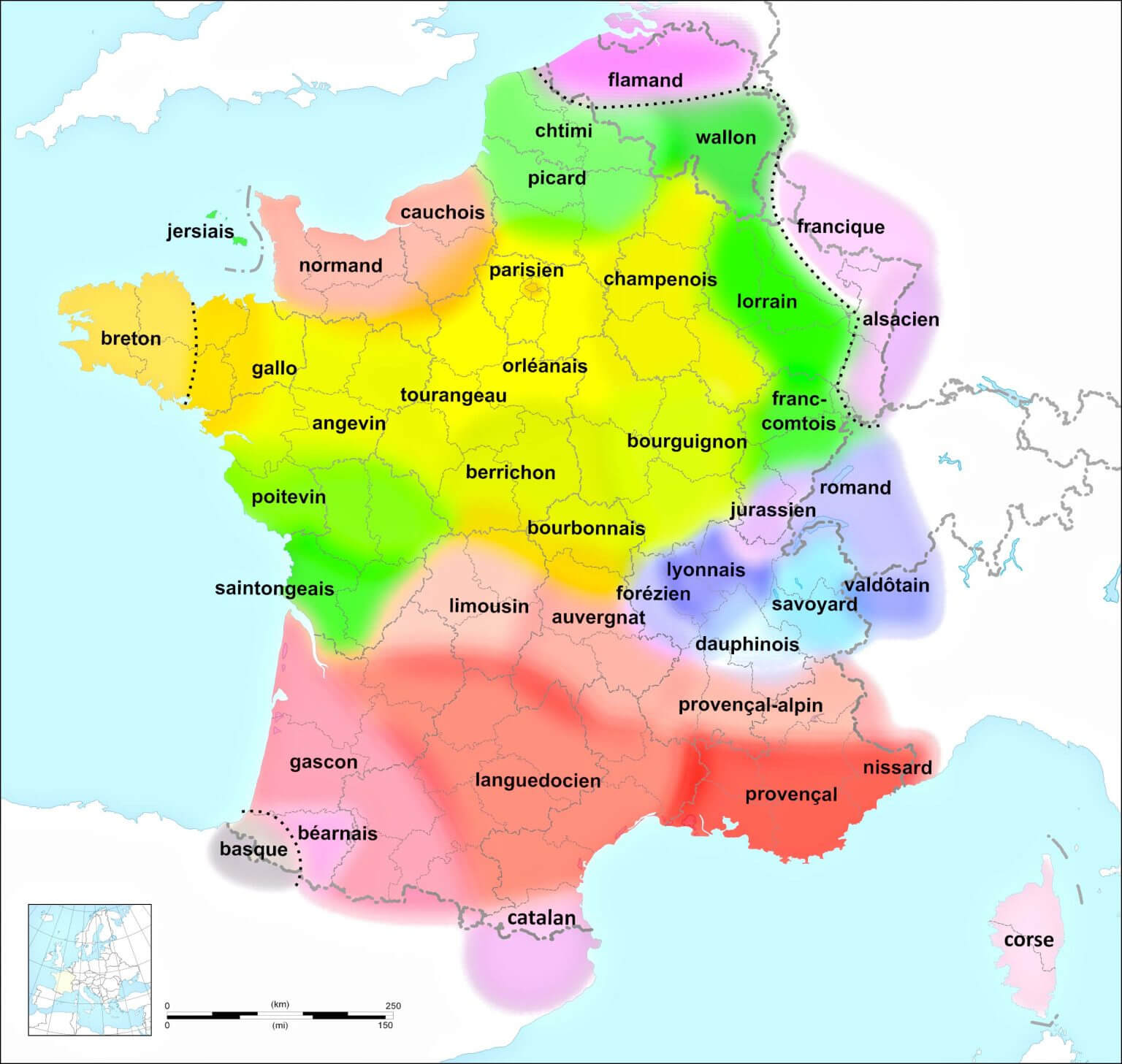 France Linguistic Map: Regional Languages and Dialects