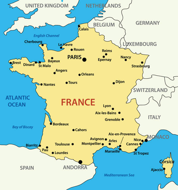 France Major Cities Map