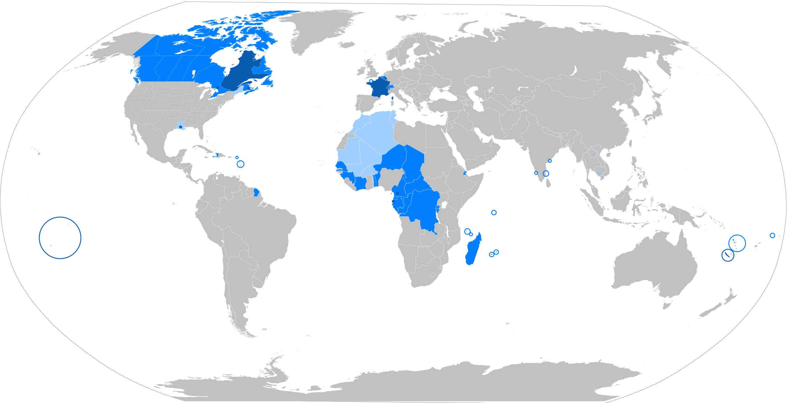 Map of the Francophone World: French-Speaking Countries