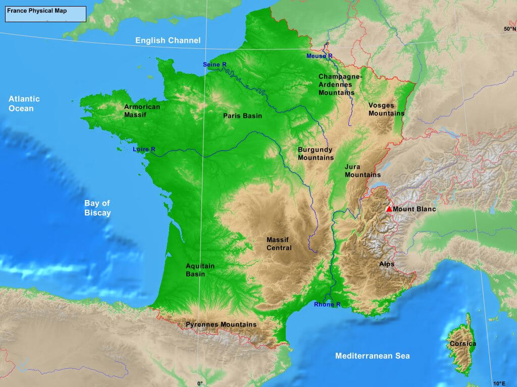 France Physical Map: Mountains, Rivers, and Plateaus