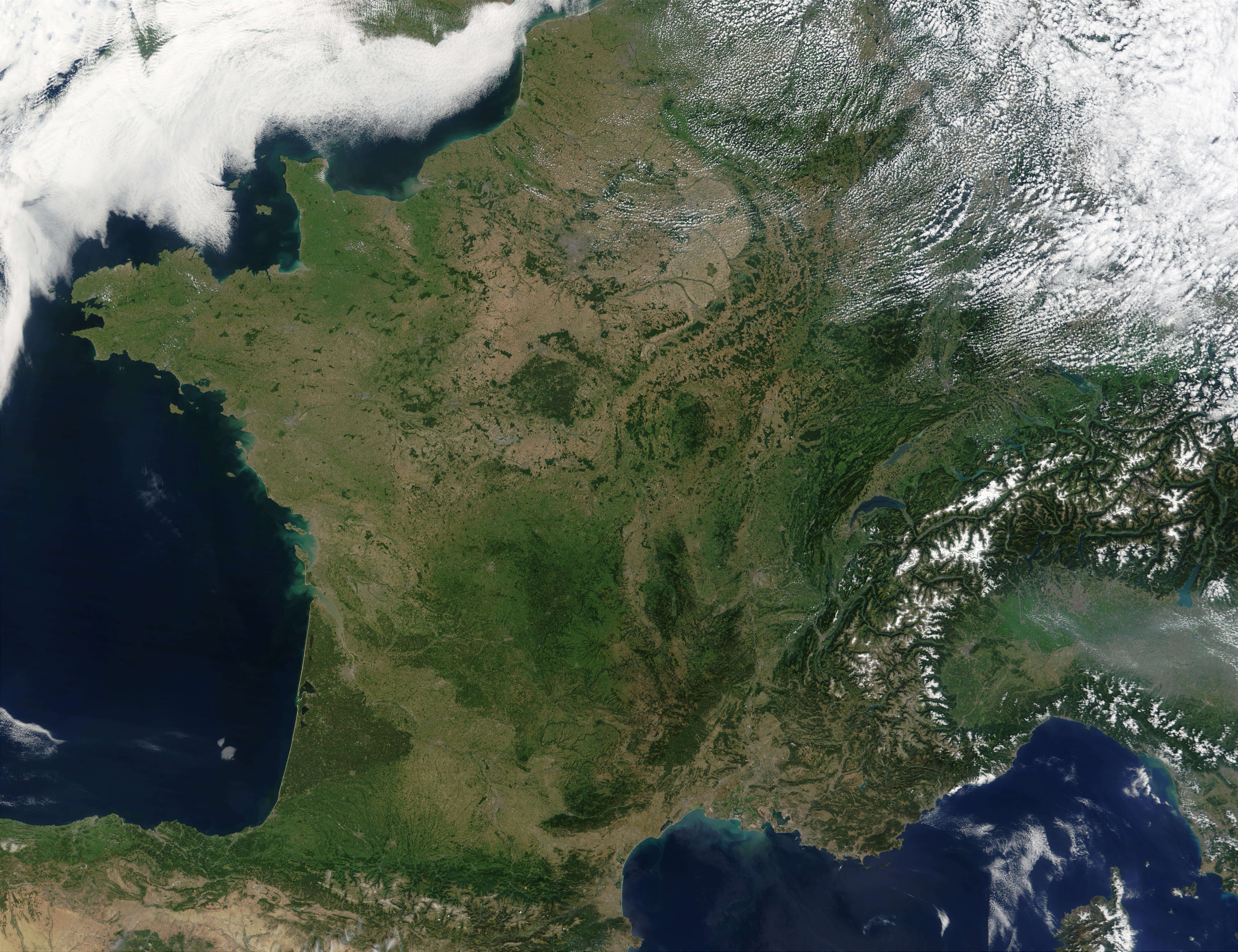 Satellite image map of France