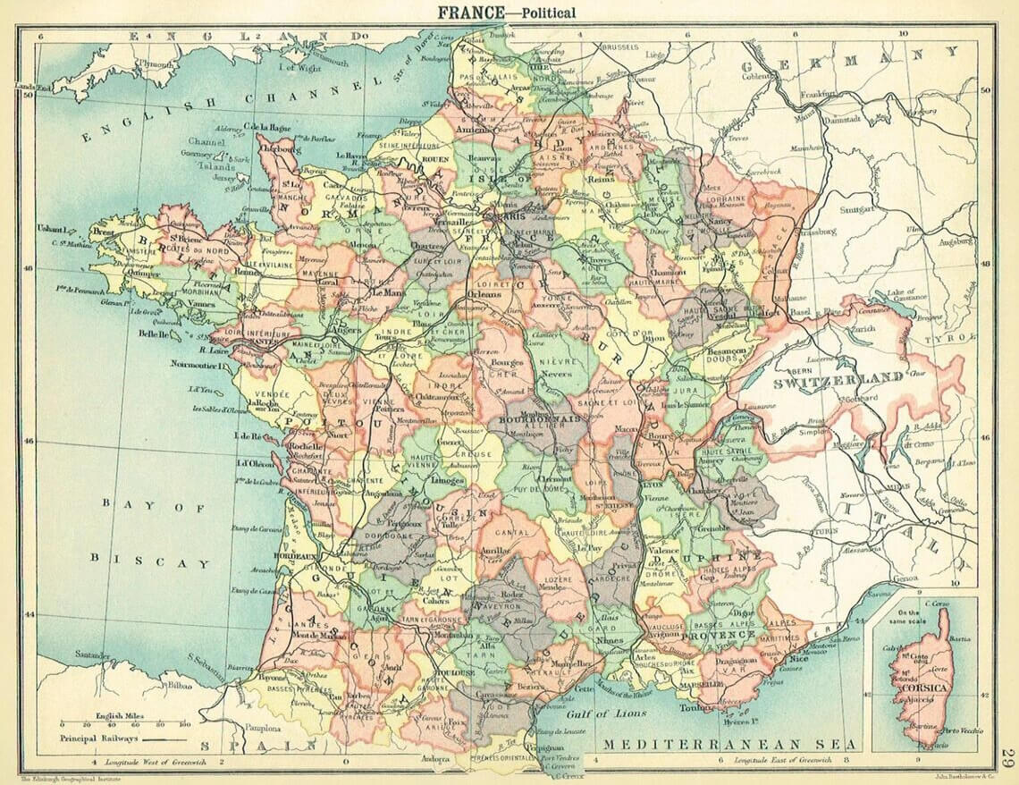 France political map in 1920