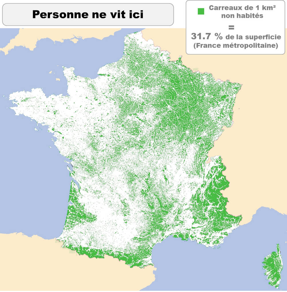 France population density map in French