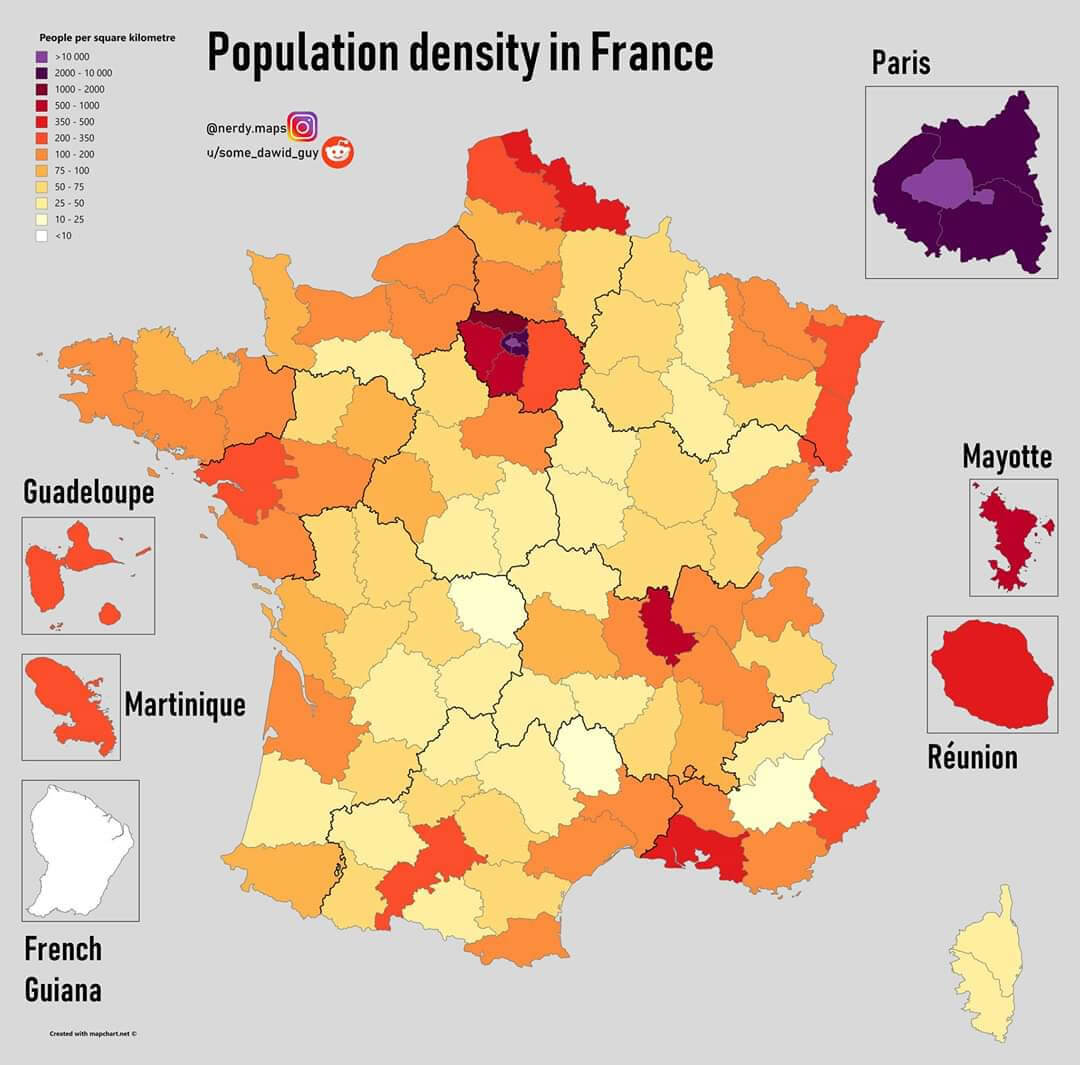 Population Density Across France by Region