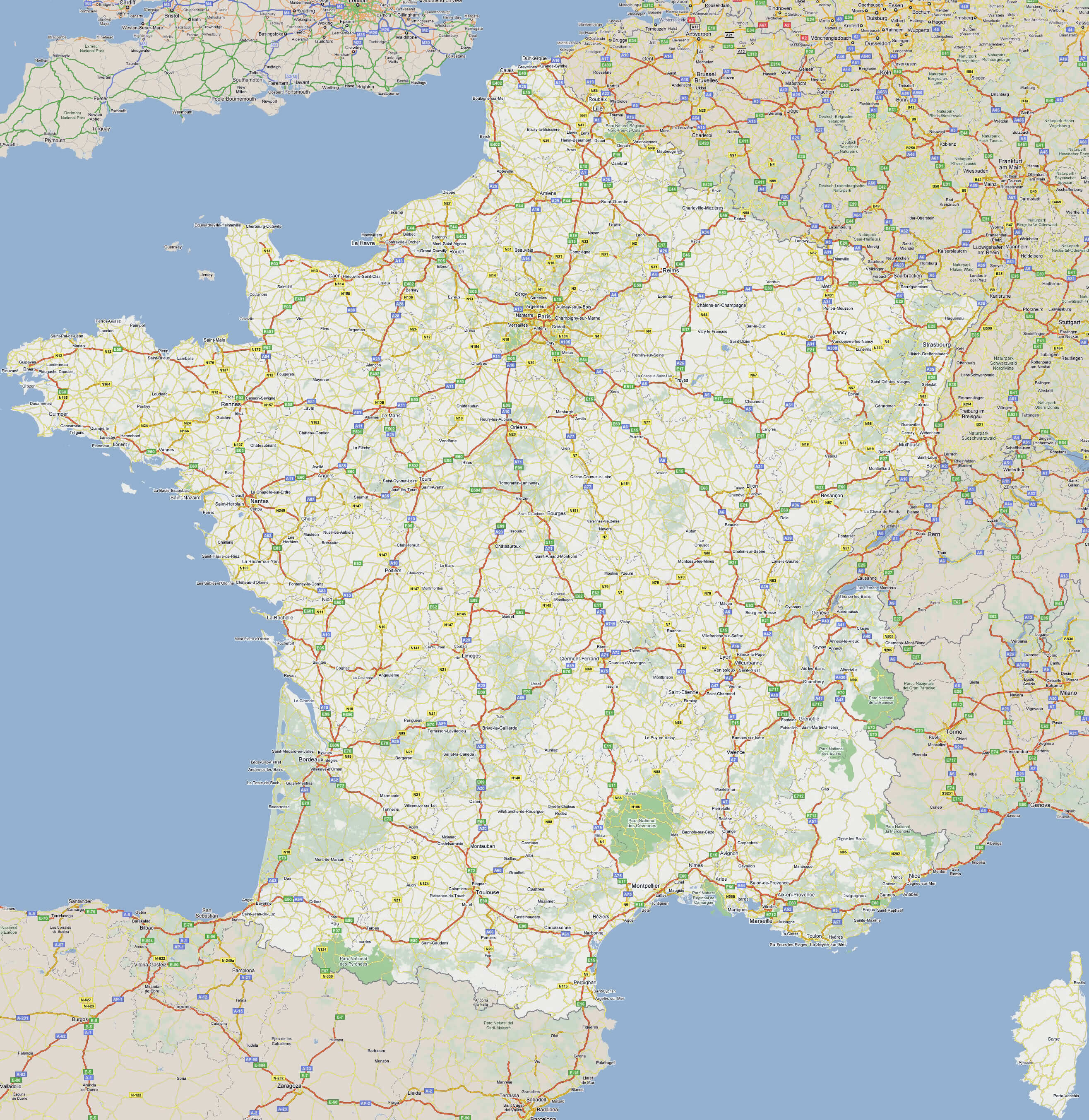 France interstate roads map