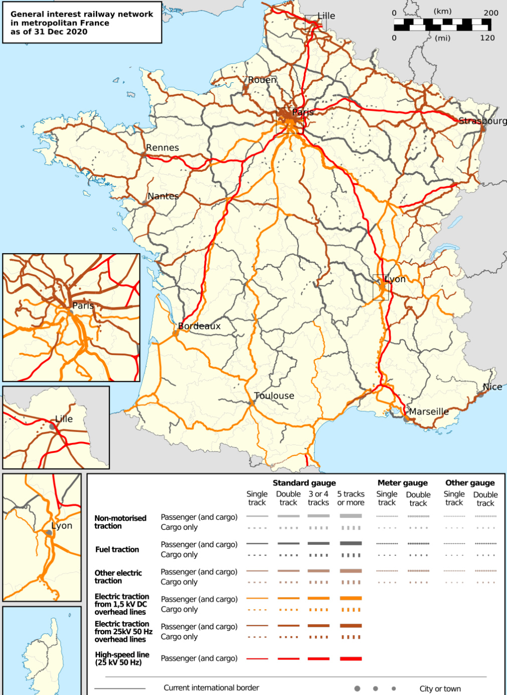 France Railway Map with High-Speed Lines (LGV)