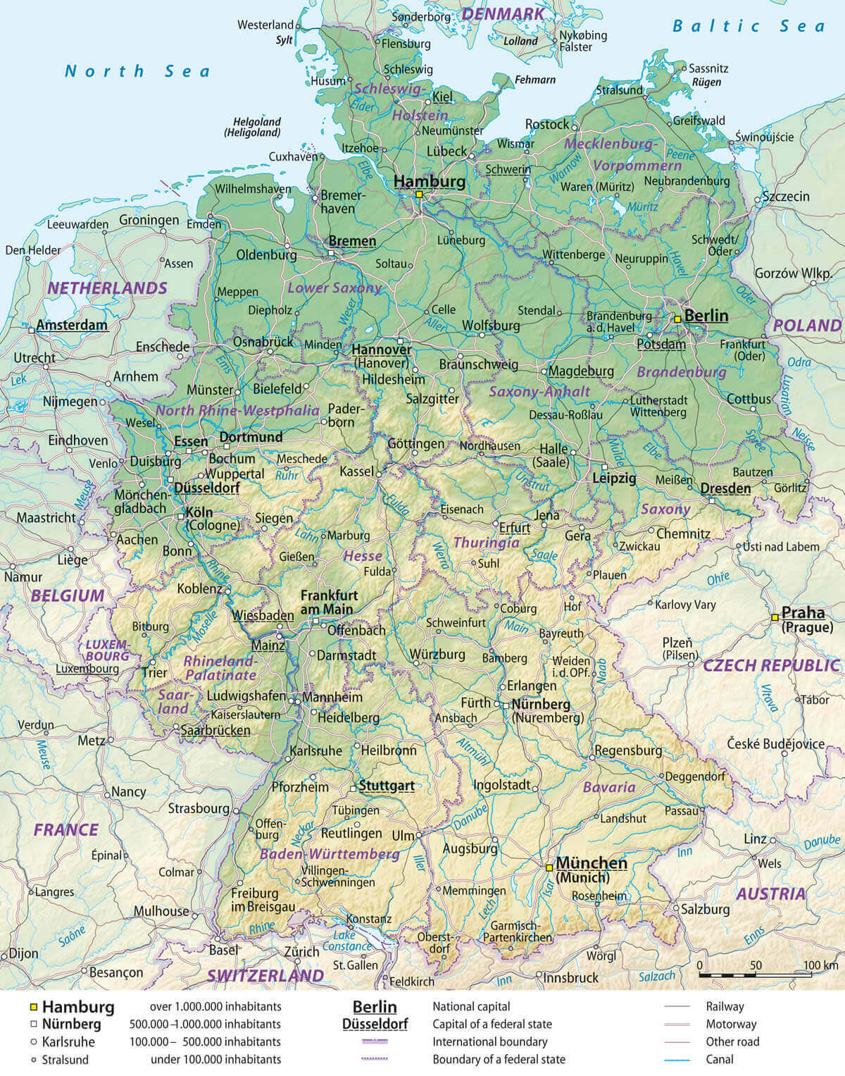 Map of Germany 21 Cities physical map of Germany