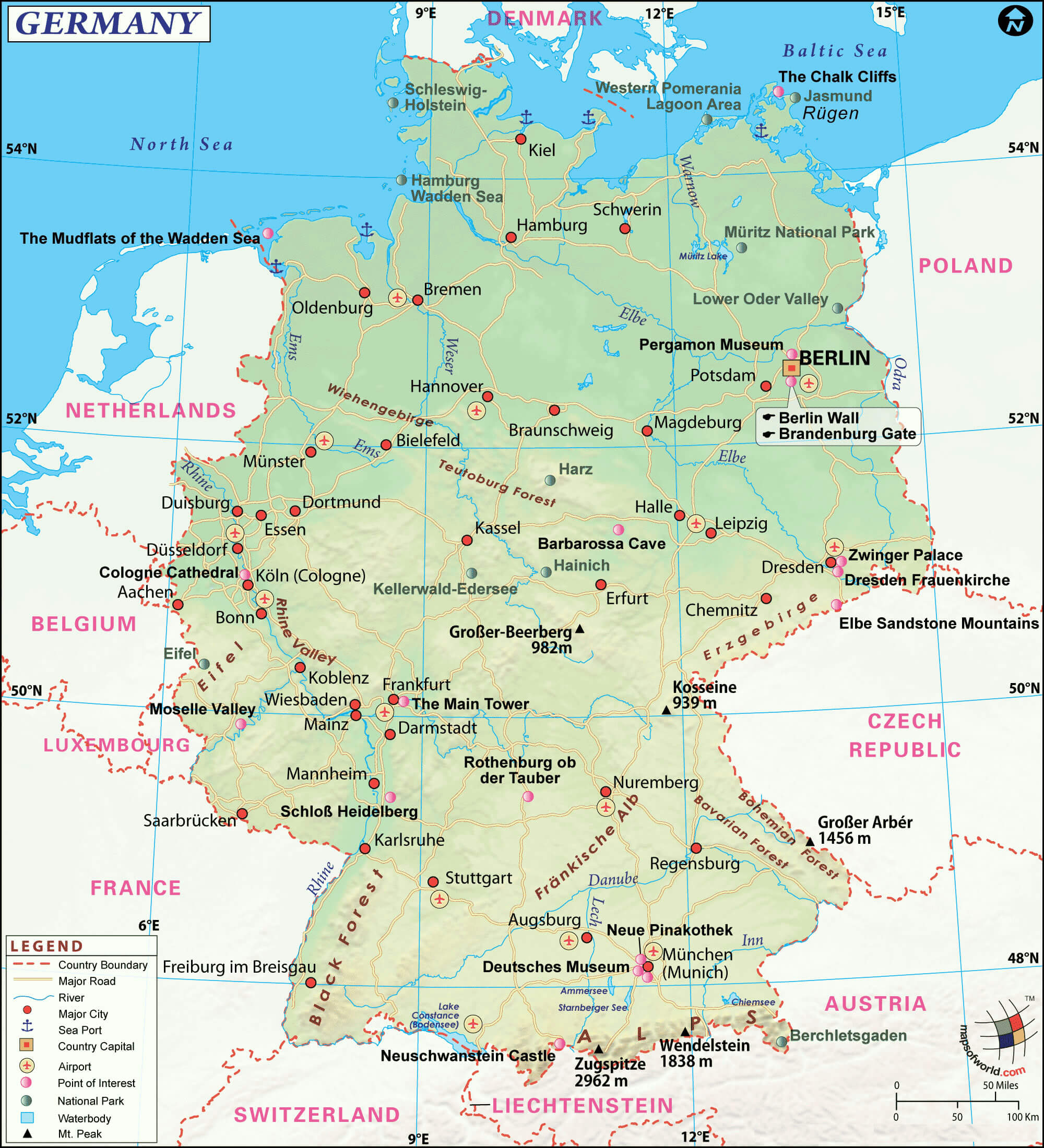 Map of Germany 20 Large Germany map with cities