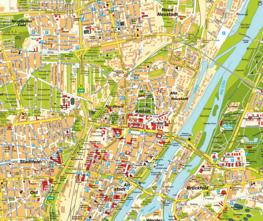 Magdeburg downtown map Germany