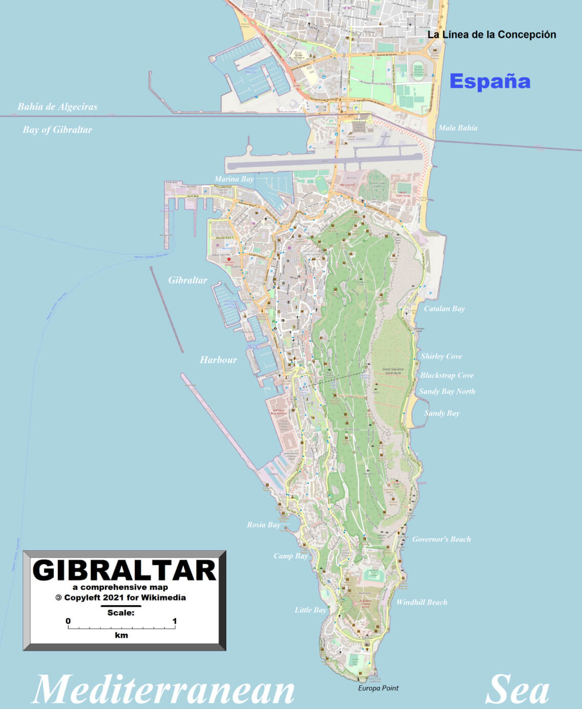 Detailed Map of Gibraltar