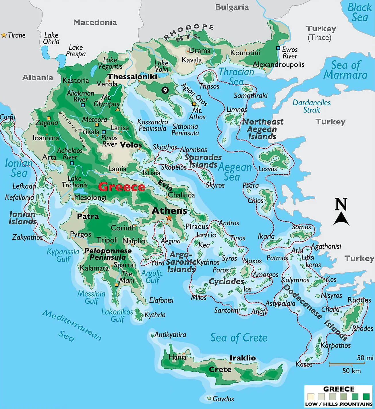 Greece Athens Islands Map