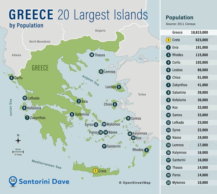 Greece Largest Islands Map