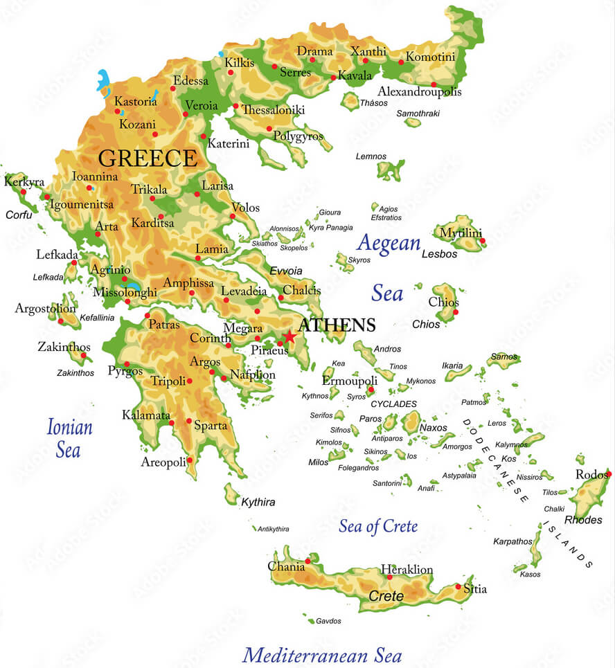 Greece Physical Map