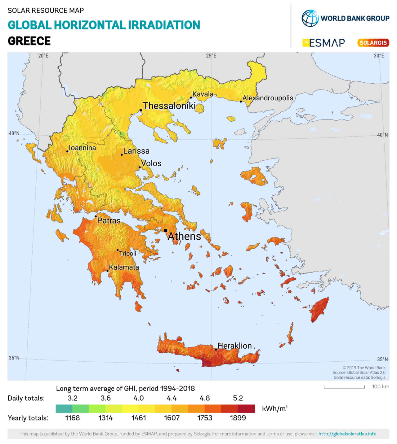 Greece Solar Resource Map