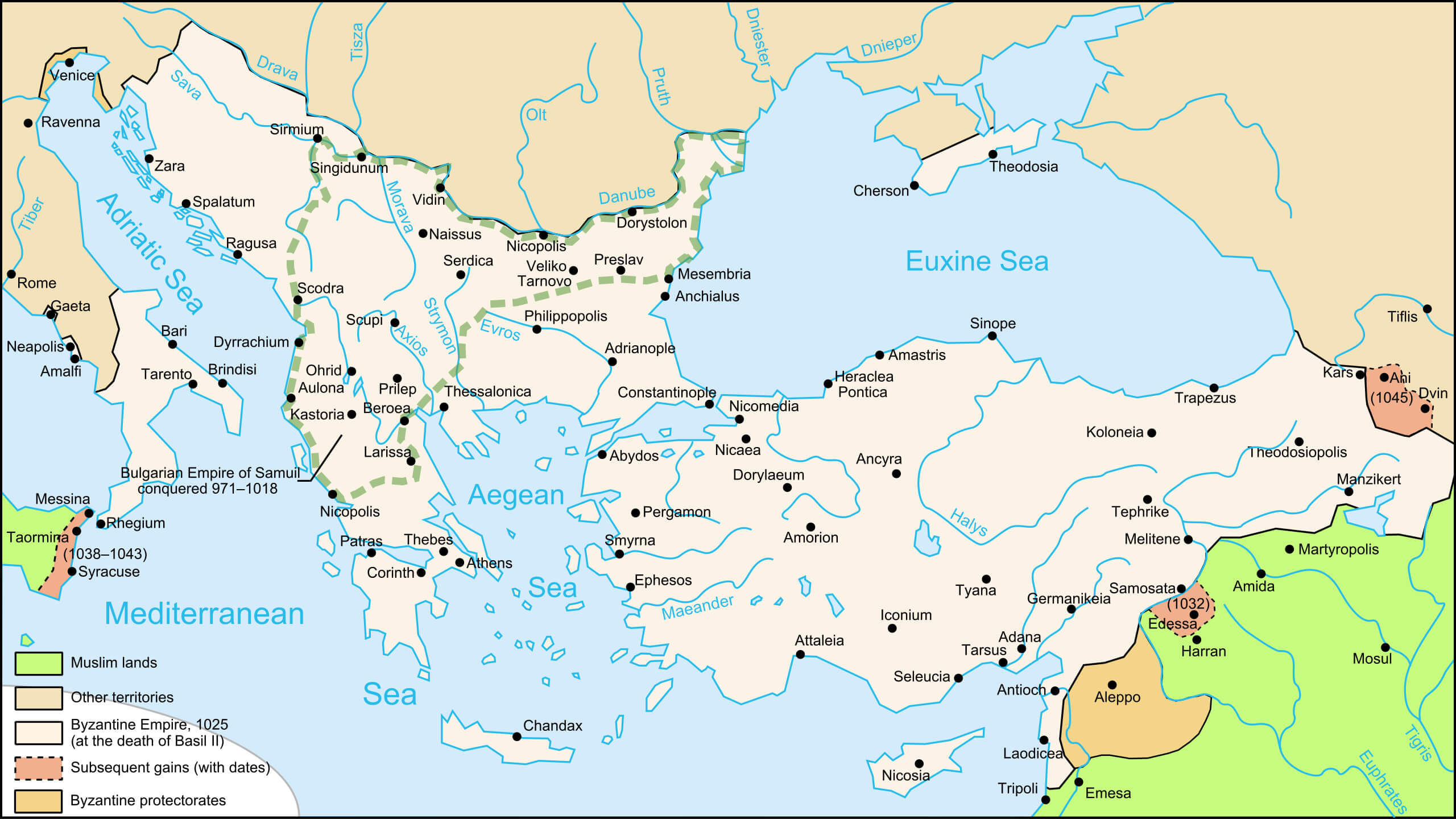 The Byzantine Wastern Roman Empire Map in 1025