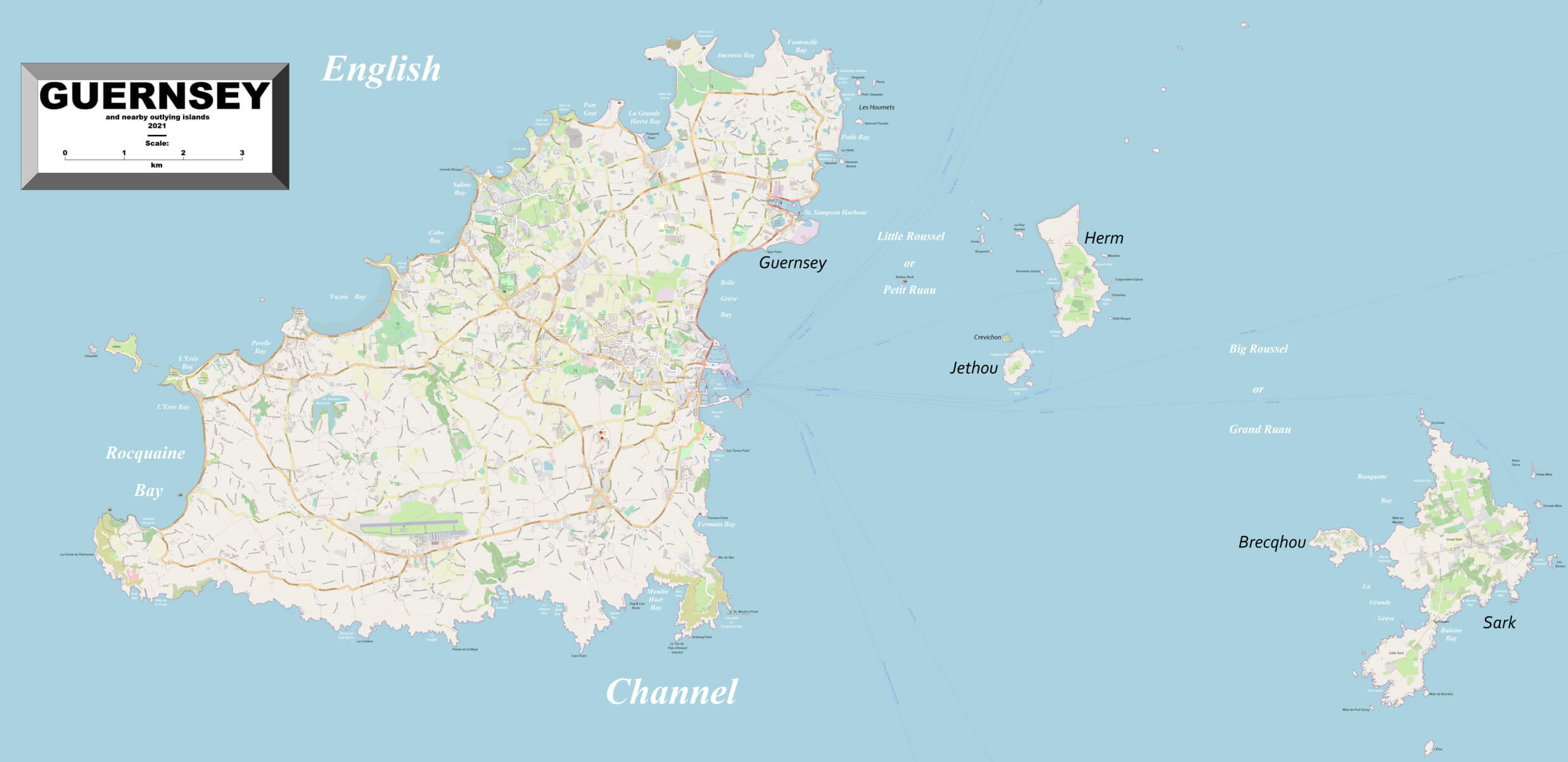 Detailed Map of Guernsey