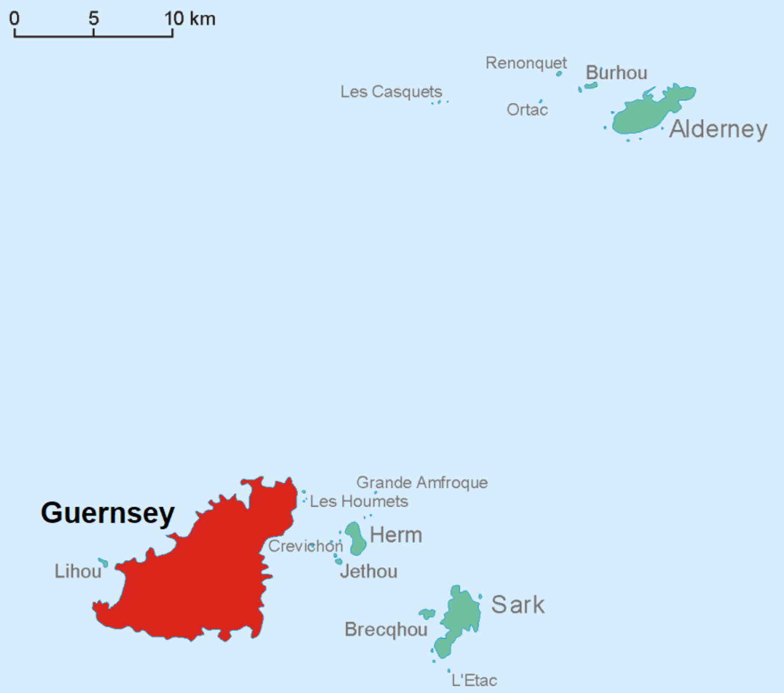 Guernsey Map within the Bailiwick