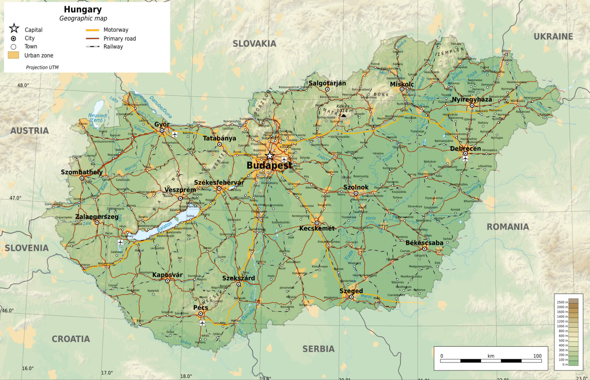 Hungary Geographic Map