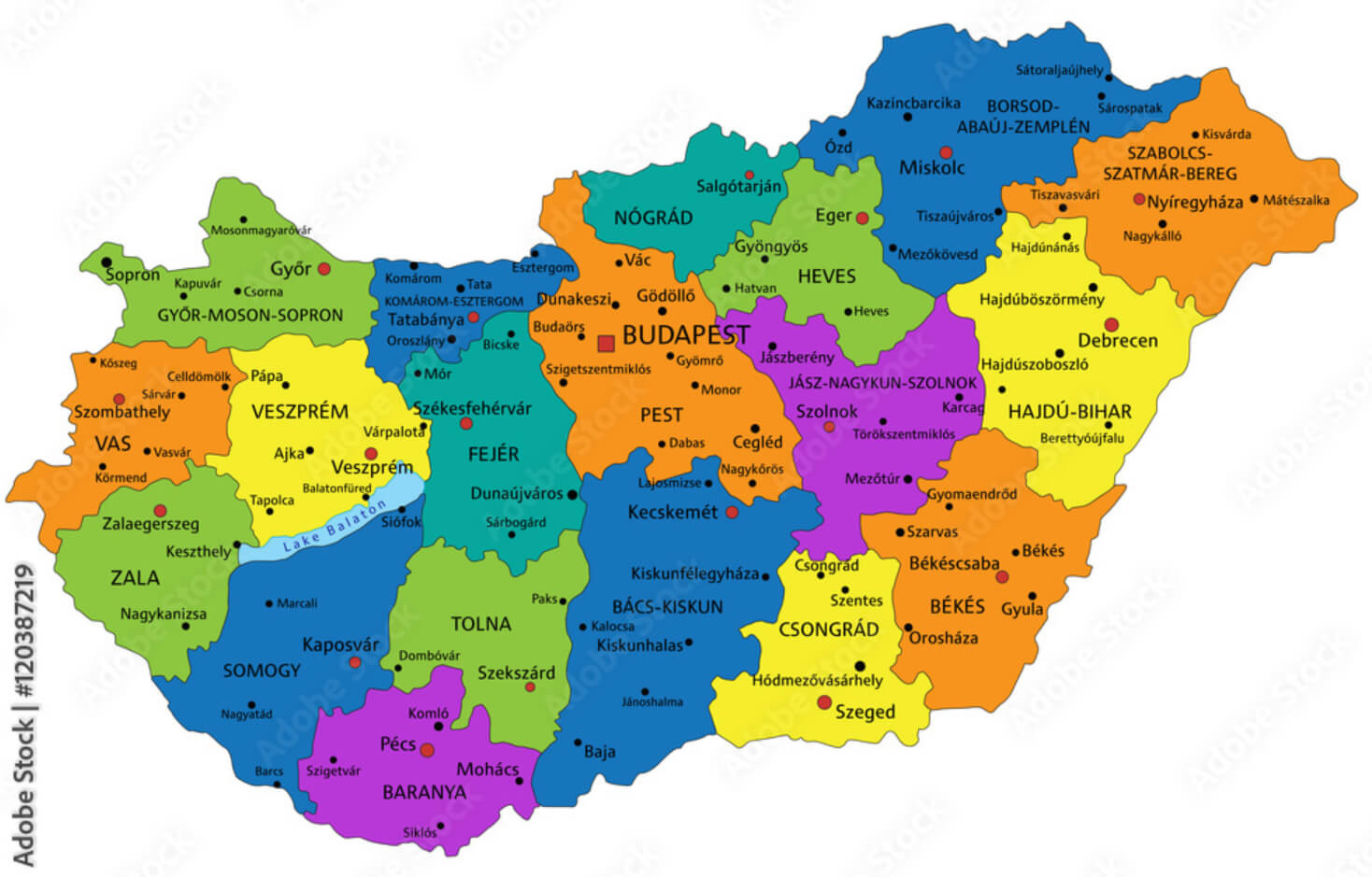 Hungary Provinces Map