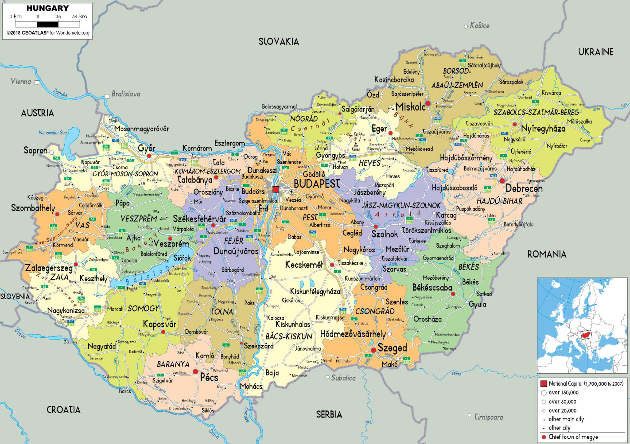 Hungary Regions Map