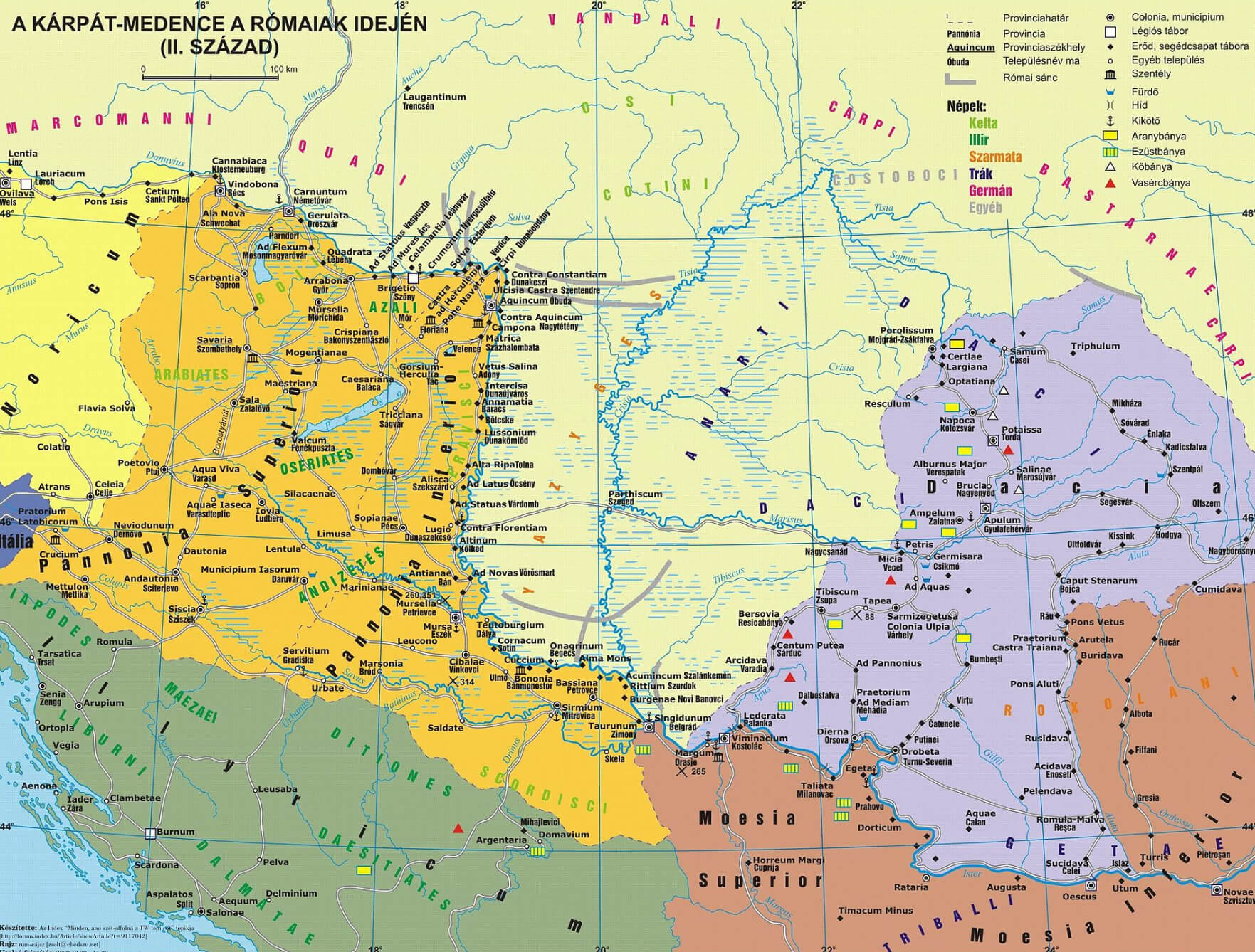 Roman Provinces Map Carpathian Basin 2nd Century AD Hungary