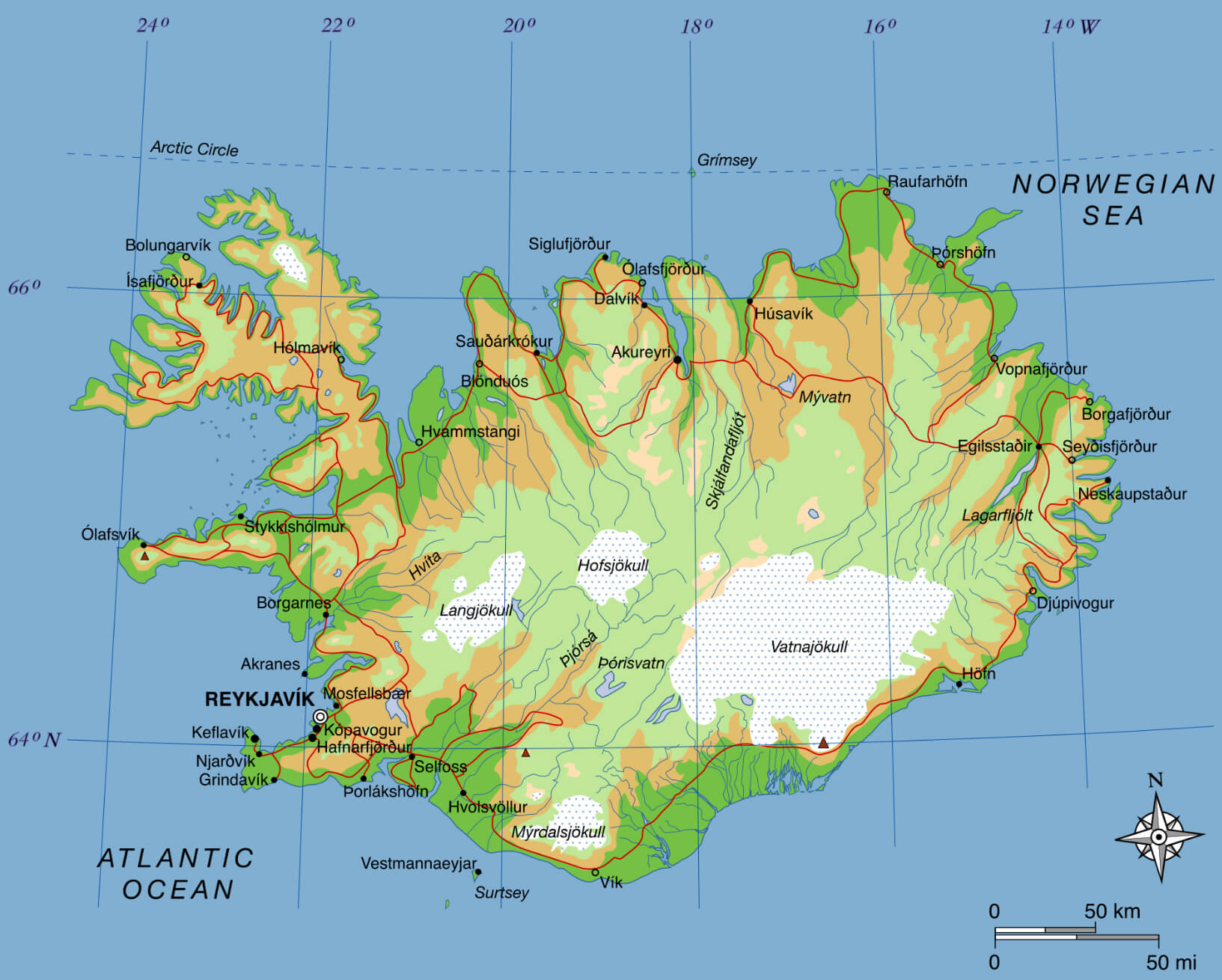 Iceland Topographic Map