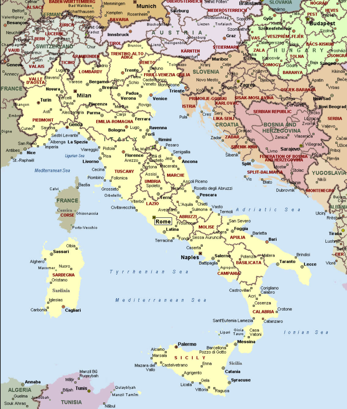 Italy Main Cities Map