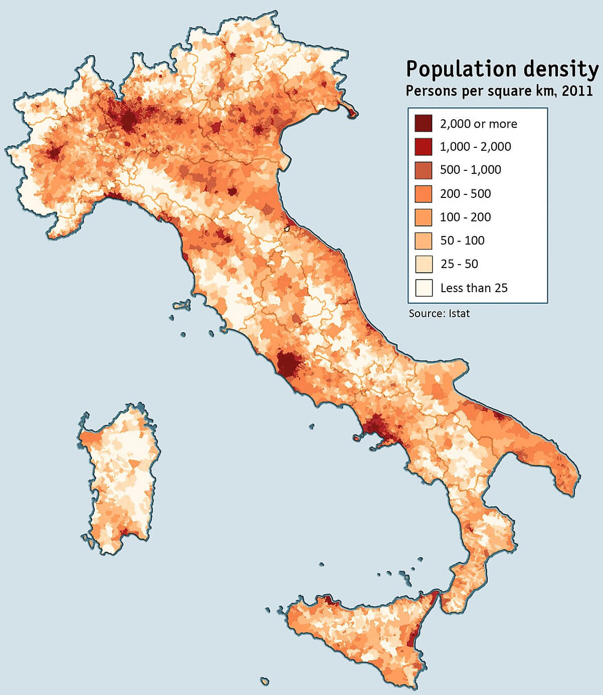 Italy Population Density Map (2011)