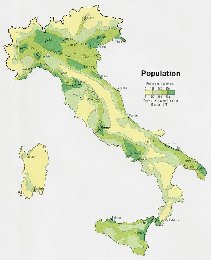 Population Density Map of Italy