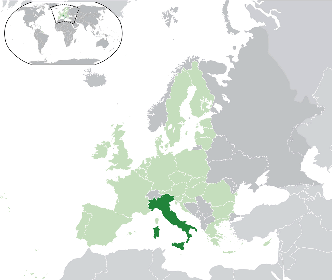 Where is located Italy on the World Map