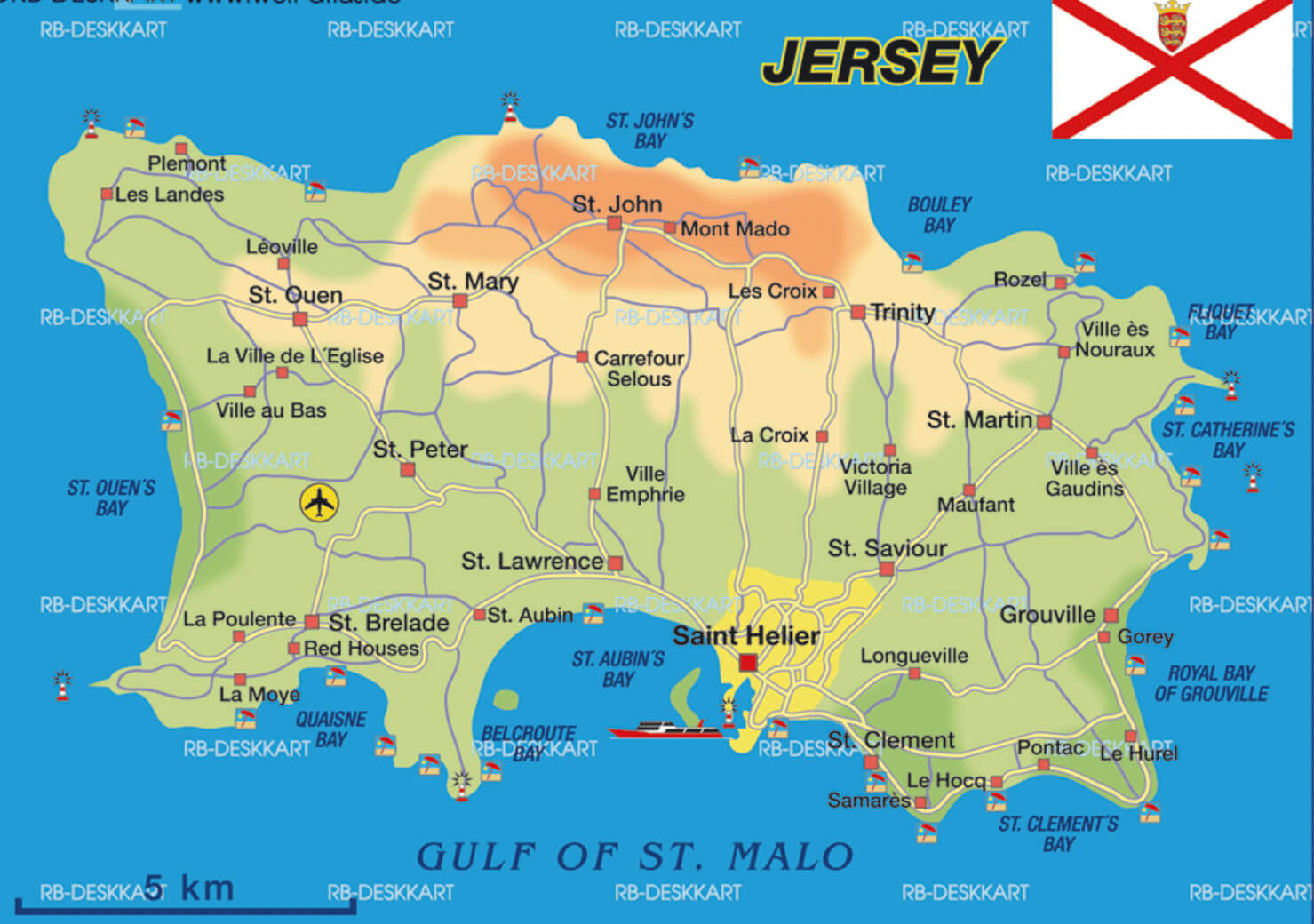 Jersey Physical Map