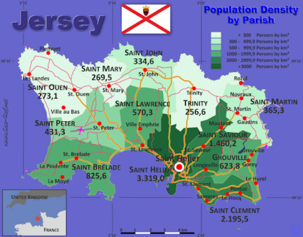 Jersey Population Density Map