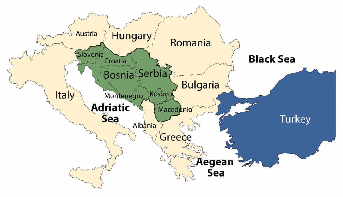 Kosovo Balkan Countries Turkey Map