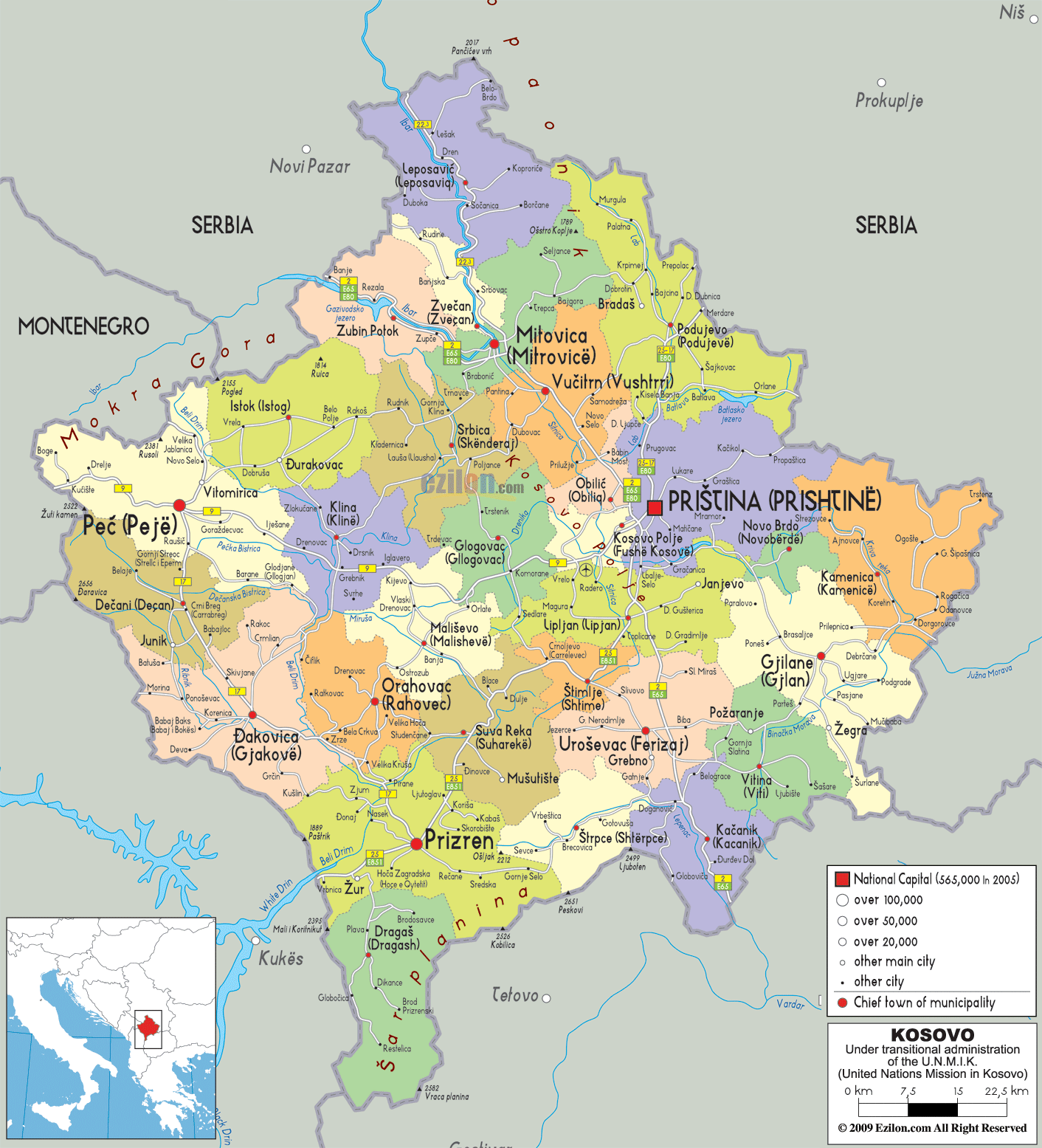 Political Map of Kosovo