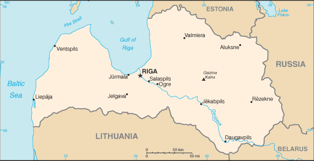 Latvia Cities Map