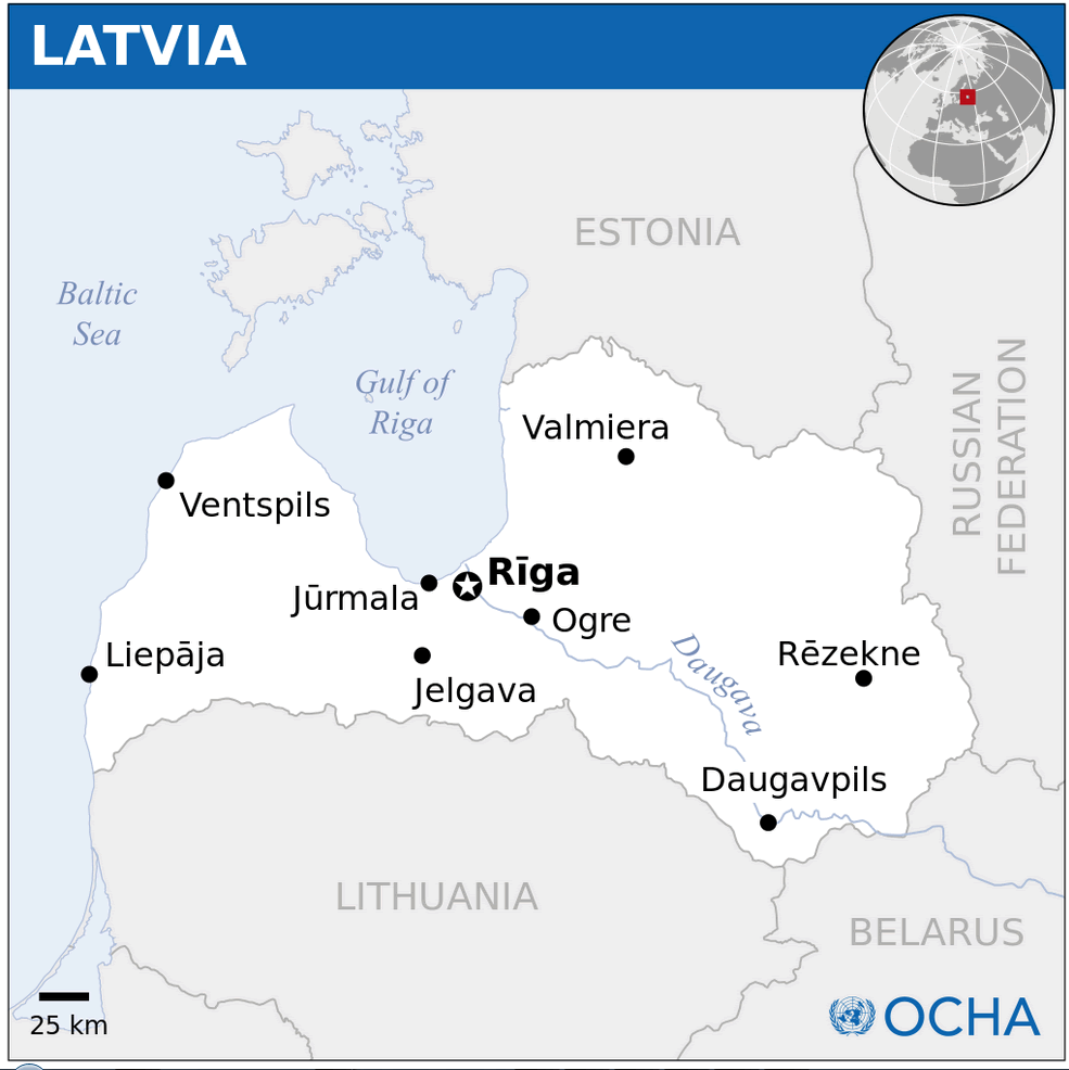 Latvia Location Map