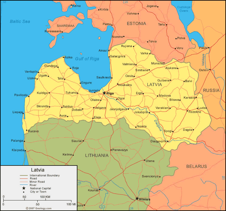 Latvia Political Map