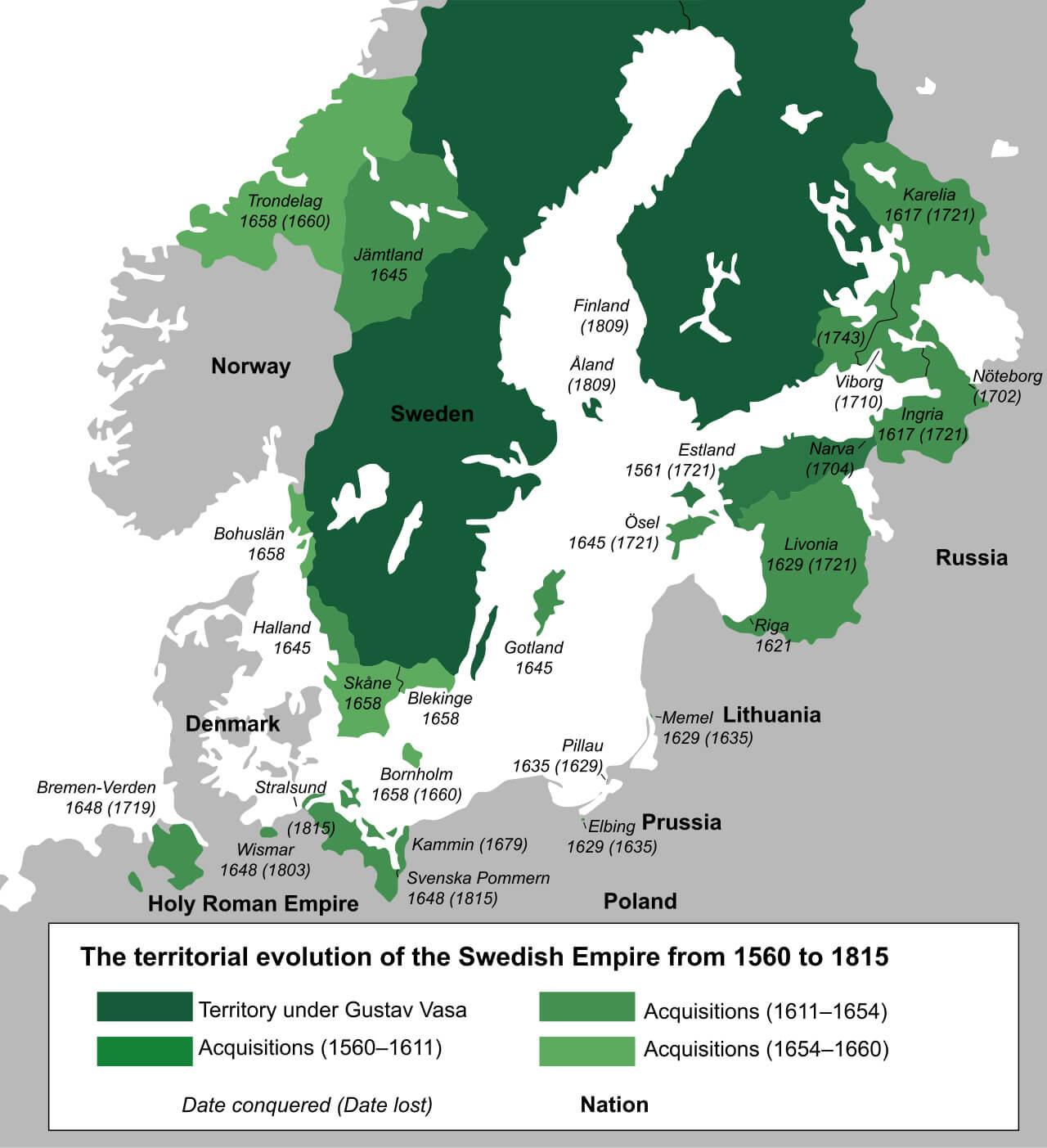 Latvia Swedish Empire Map from 1560 to 1815