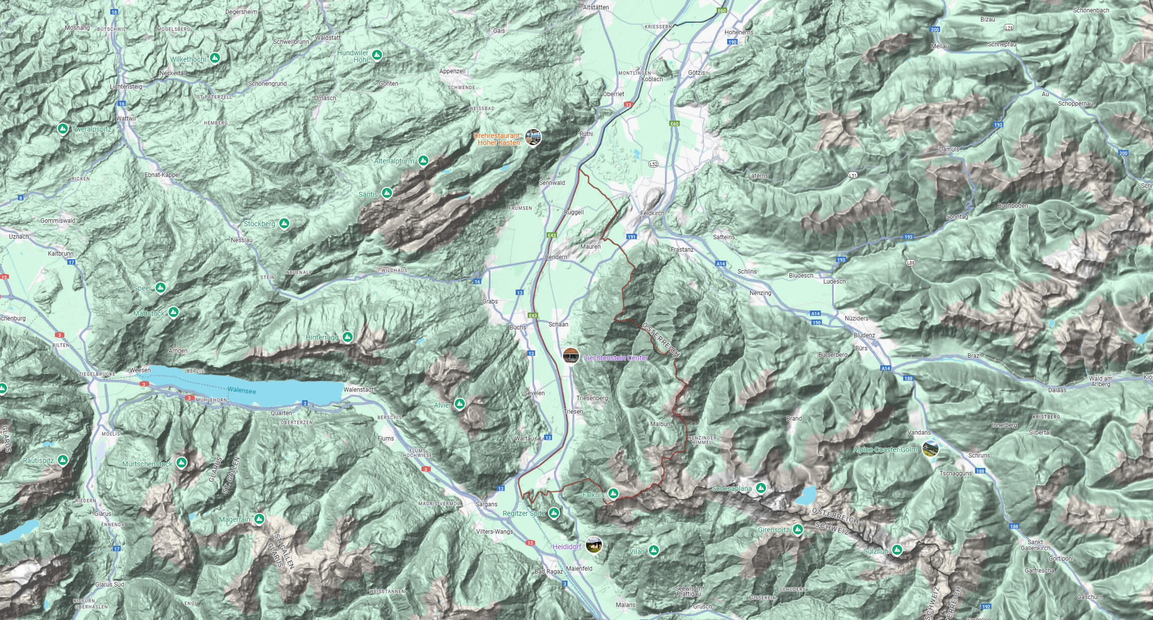 Liechtenstein terrain map