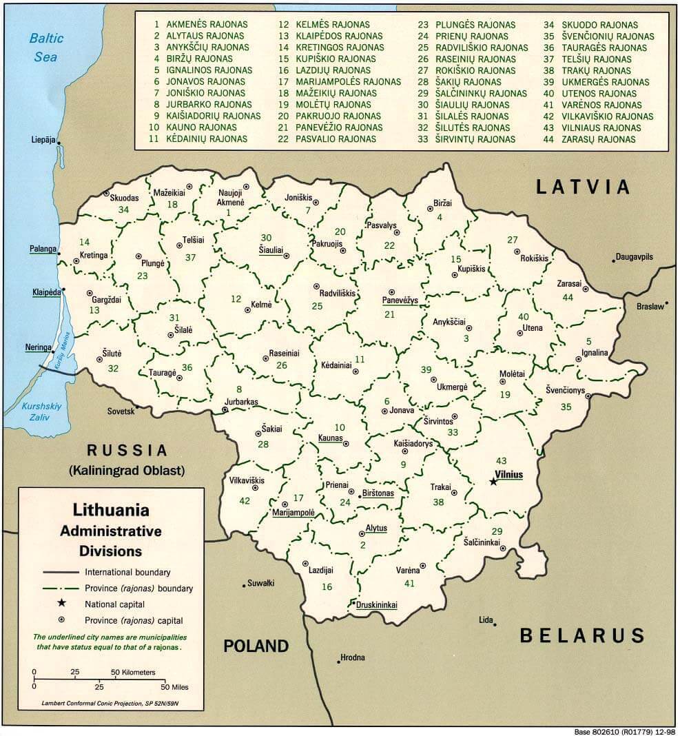 Administrative Map of Lithuania