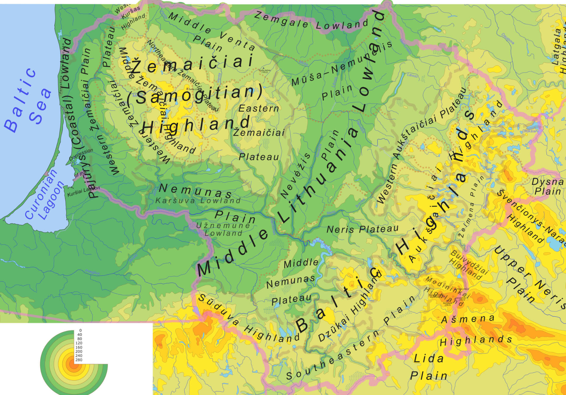 Lithuania Physical and Geomorphological Map