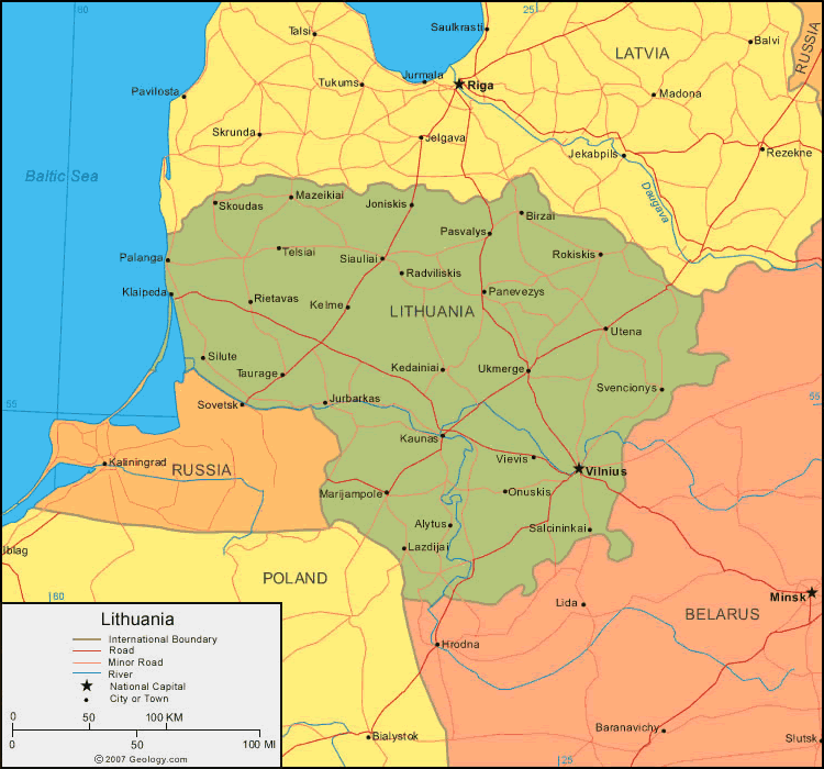 Lithuania Political Map