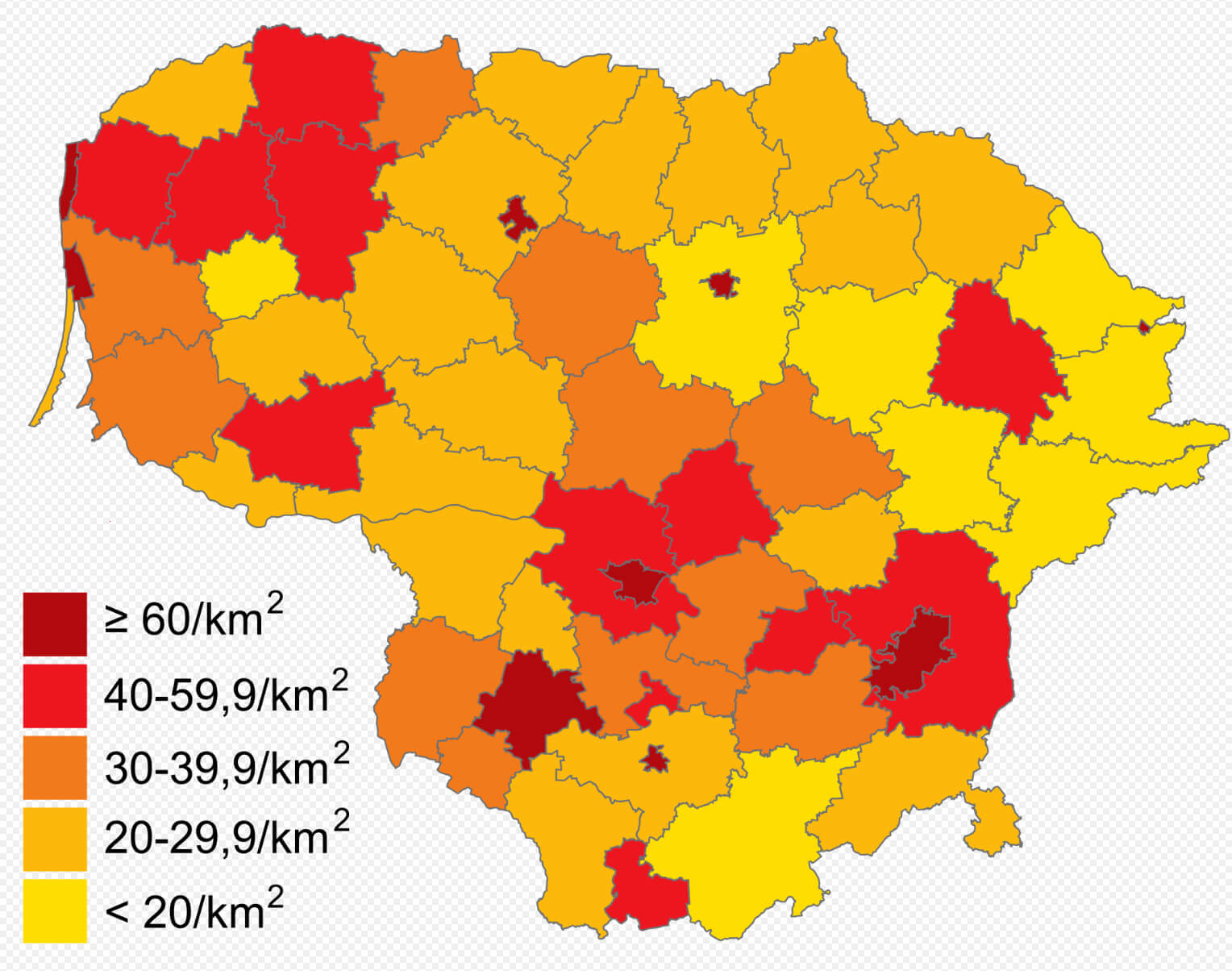 Lithuania Population Density Map