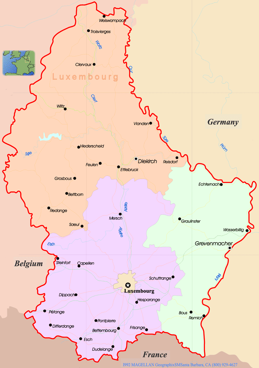 Luxembourg Cities Map