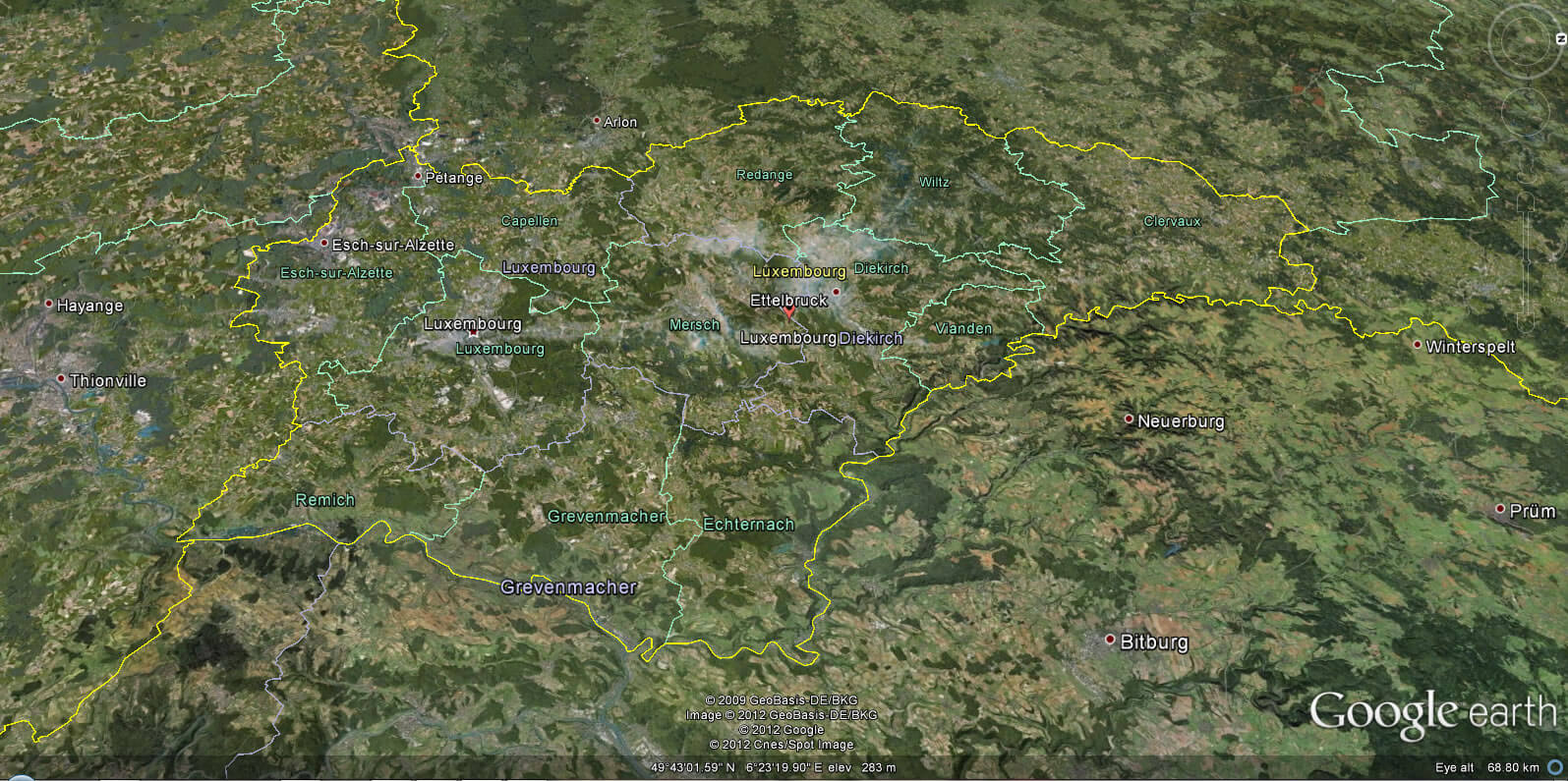 Luxembourg Earth Map