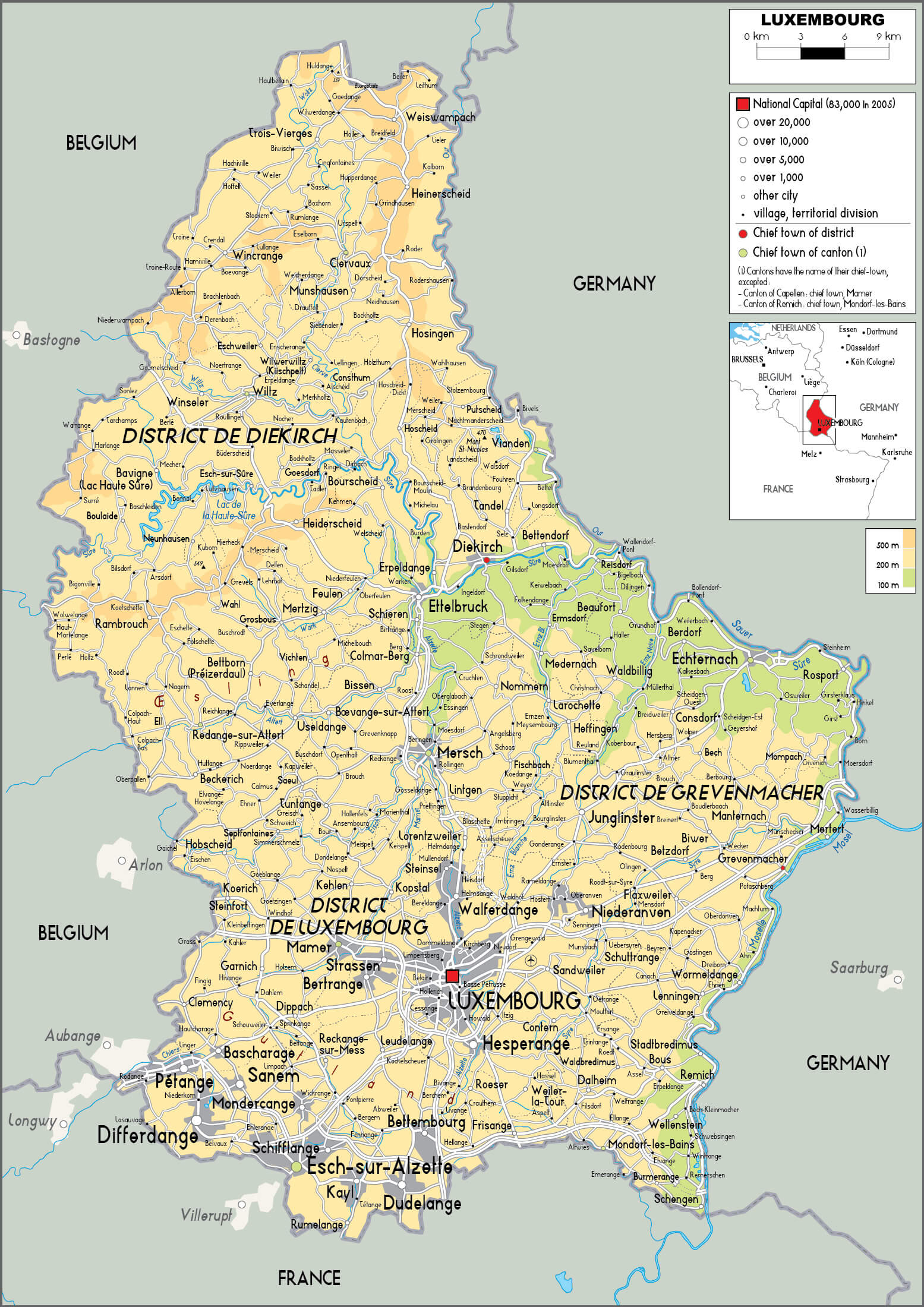 Luxembourg Physical Map