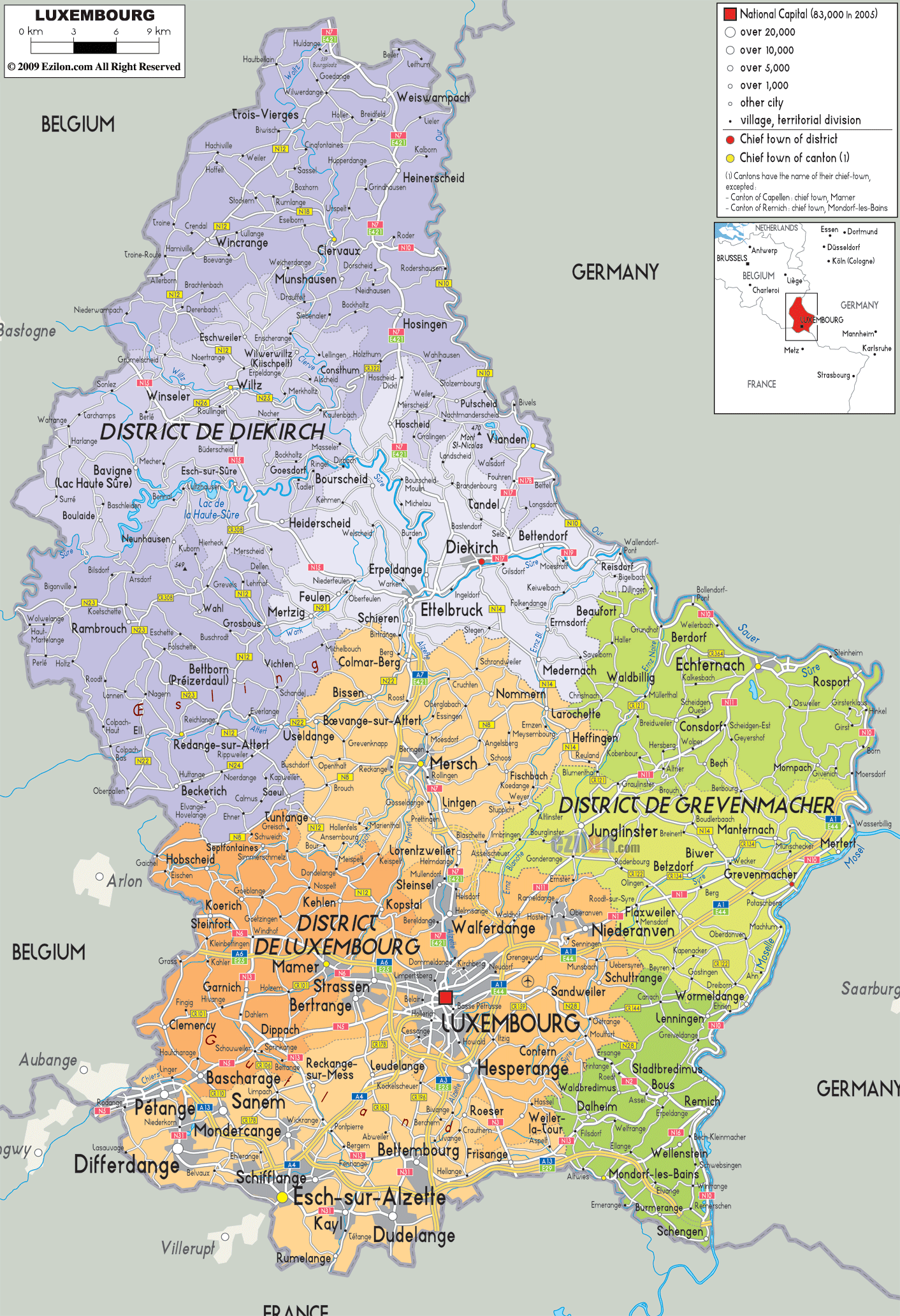 Luxembourg Political Map